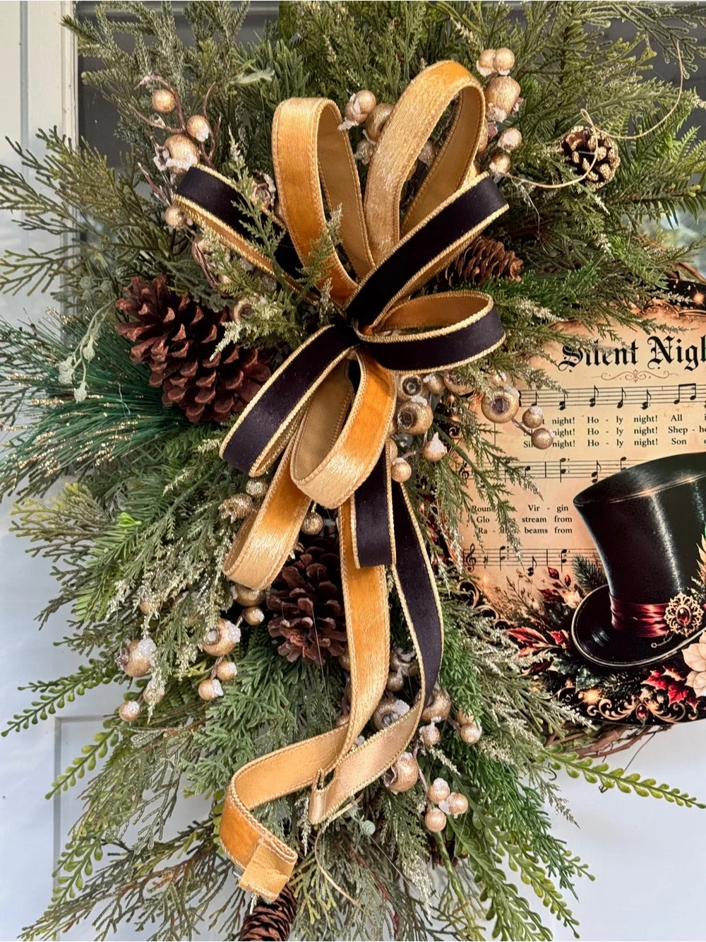 Elegant Black & Gold “Silent Night” Wreath